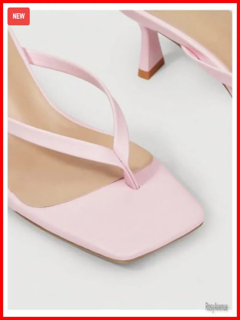 Kitten Heels Thong Strap Sandals Mid Heel Square Toe Dressy Flip Flop